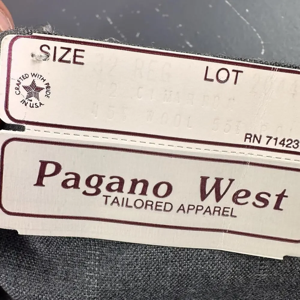 VTG Pagano West Suit Mens 42R Gray Tweed Wool Blend Striped 32" Waist NWT USA - Picture 13 of 16